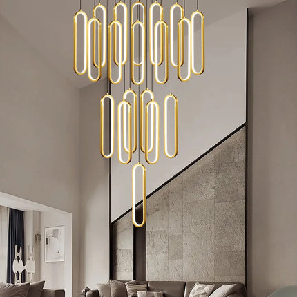 Lustre ovale LED minimaliste pour duplex et penthouse hôtelier — LZ4Q9X2