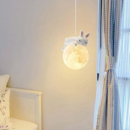 Suspension veilleuse 3D lune et lapin blanc pour enfant — LZ4N7Q