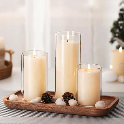 Lot de 3 abat-jours en verre transparent pour bougies décoratives — LZ4X9P