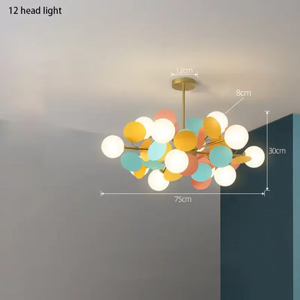 Lustre suspension moderne en verre design raisin doré — LZ4X9T