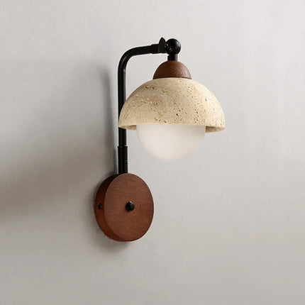 Applique murale LED demi-cercle en travertin au design moderne — LZ4X9P2