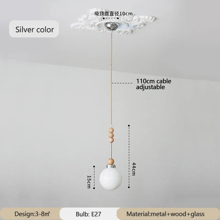 Suspension vintage en verre et bois avec éclairage LED — LZ4X9T
