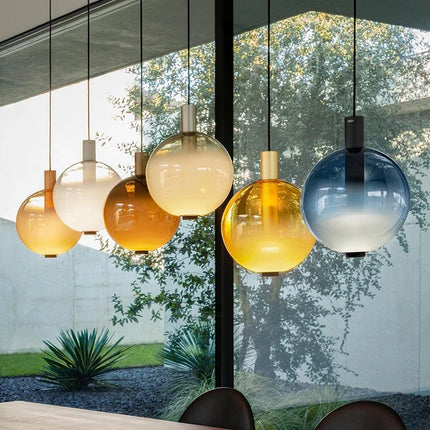 Suspension boule en verre style vitrail italien pour salon et cuisine — LZ4X9T