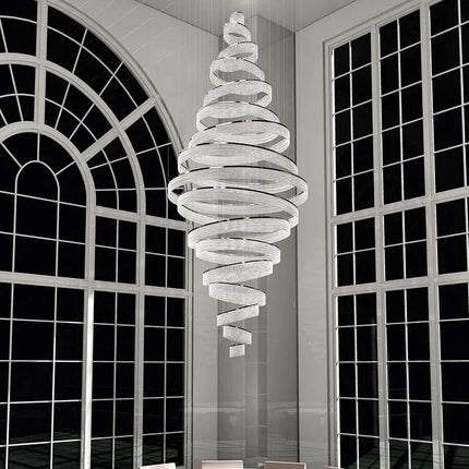 Lustre LED en cristal à anneaux pour escalier et salon moderne — LZ4P9X