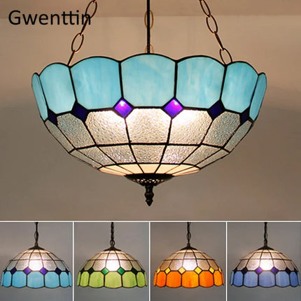 Suspension en verre teinté style Tiffany pour décoration intérieure — LZQ7M2