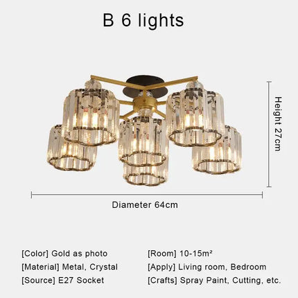 Lustre nordique en cristal avec métal chromé et verre transparent — LZ4X9M
