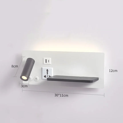 Applique murale avec lampe de chevet, chargeur sans fil USB-C et projecteur rotatif — LZ4X9P2