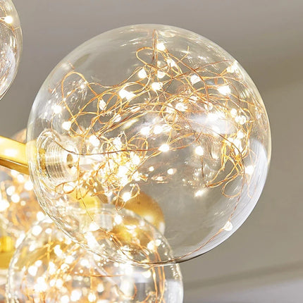 Lustre LED boule en verre à intensité variable effet ciel étoilé nordique — LZ4X9P2