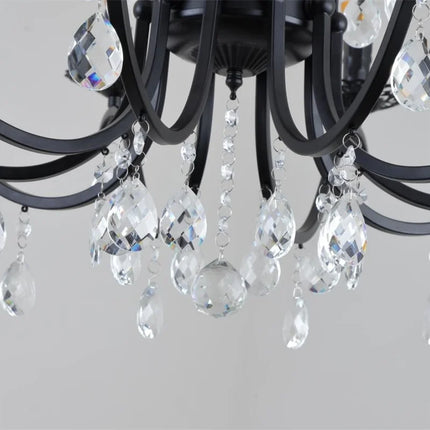 Lustre en fer forgé avec cristaux suspendus pour intérieur raffiné — LZ4X9P2