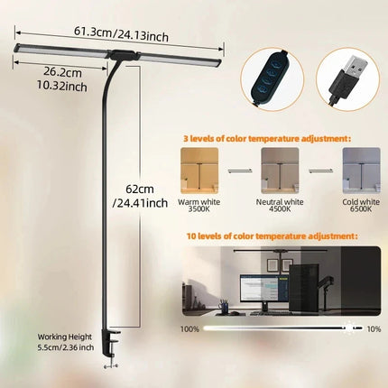 Lampe de bureau LED double tête réglable avec port USB — LZ4X9P2