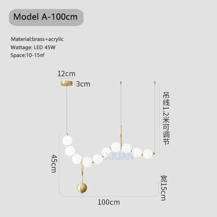 Lustre suspension blanc en acrylique orné de perles — LZ4X9Q2