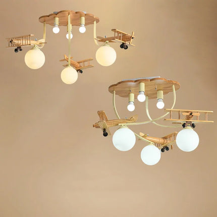 Plafonnier LED en bois forme avion pour chambre d'enfant — LZ4X9P