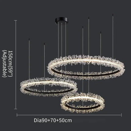 Lustre en cristal avec anneau doré pour suspension intérieure — LZ4X9M