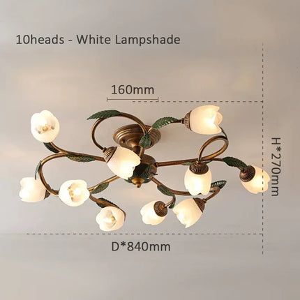 Plafonnier LED blanc motif fleur style campagne française pour salon et couloir — LZ3V9X1