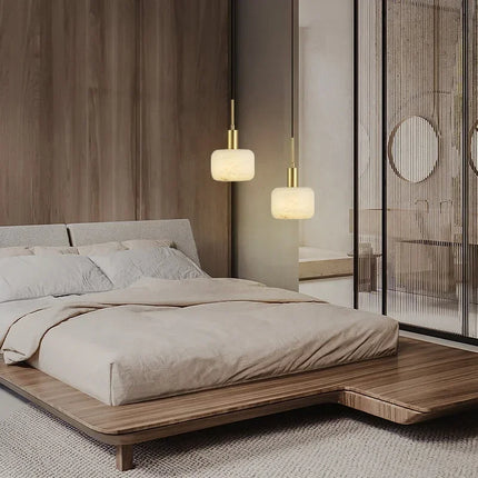 Lustre suspension nordique en marbre et cuivre élégant — LZ4X9P