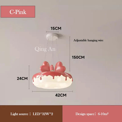Lustre en forme de donut avec nœud rose pour chambre enfantine — LZ4P9XQ