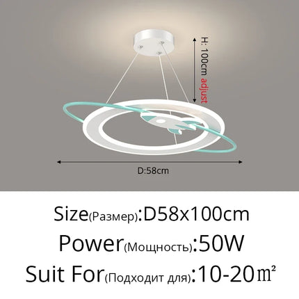 Plafonnier LED suspendu design minimaliste planète avec protection yeux enfant — LZ4X9P2