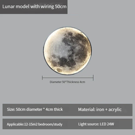 applique murale lune moderne avec intensité variable et télécommande led