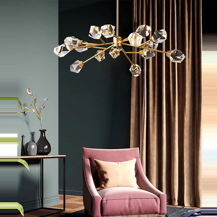 Lustre LED en laiton et cristal doré pour décoration intérieure — LZ4G7M2