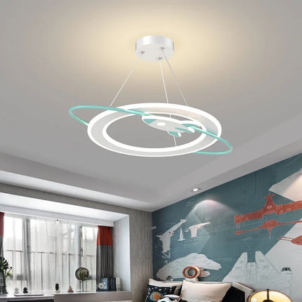 Plafonnier LED suspendu design minimaliste planète avec protection yeux enfant — LZ4X9P2