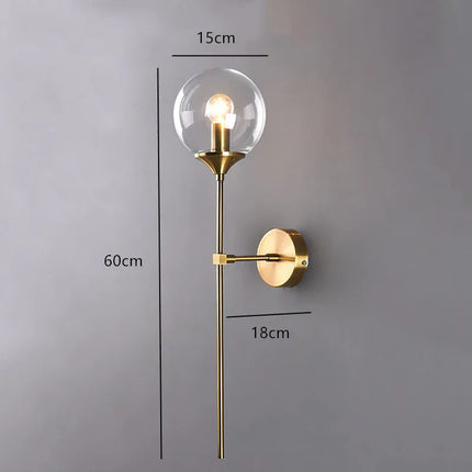 Lustre boule en verre transparent et gris fumé design LED — LZ4X9T1