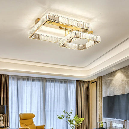 Plafonnier LED moderne à intensité variable avec lustre cristal pour salon et chambre — LZ4X9P2