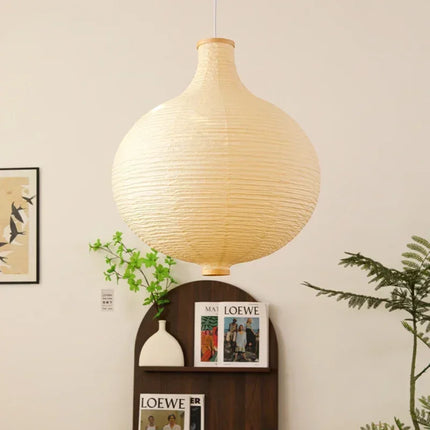 Suspension ronde en papier japonais avec lumière décorative — LZ4X9T