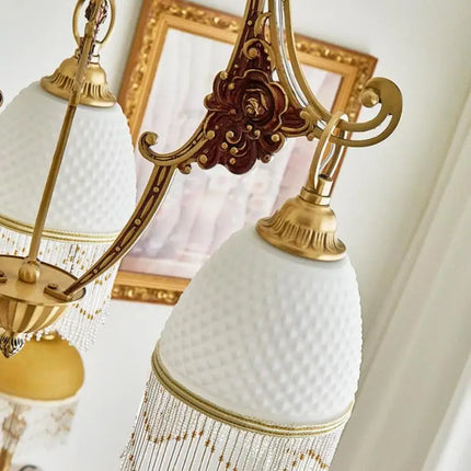 Lustre rétro en cuivre avec pampilles au style médiéval — LZ4X9P