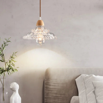 Lustre suspendu moderne en bois et verre style nordique LED — LZ4X9Q