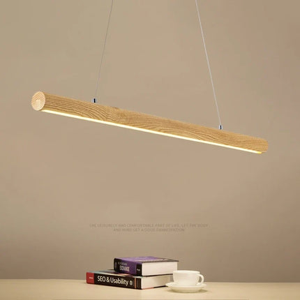 Suspension ronde en bois massif style nordique avec éclairage LED — LZ4X9P2Q