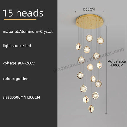 Lustre rotatif en cristal style nordique pour éclairage intérieur — LZ4X9P