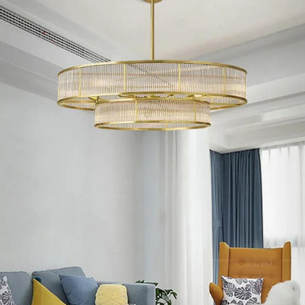 Lustre circulaire rétro en cristal pour décoration intérieure — LZ4X9M
