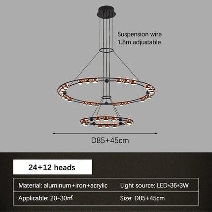 lustre led moderne en forme de haricot pour salon luxueux