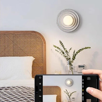 Applique murale LED ronde en résine style rétro japonais — LZ4X9P2