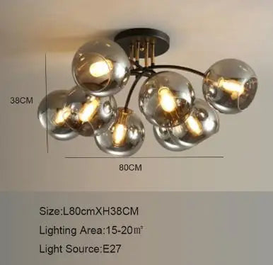Plafonnier industriel en verre fumé pour décoration moderne — LZ4X9T