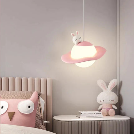 Lustre enfant en forme de lapin, ours et lune pour chambre — LZ4X9T