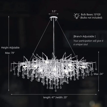 Lustre suspension moderne en cristal goutte de pluie décoratif — LZ4P9XJ