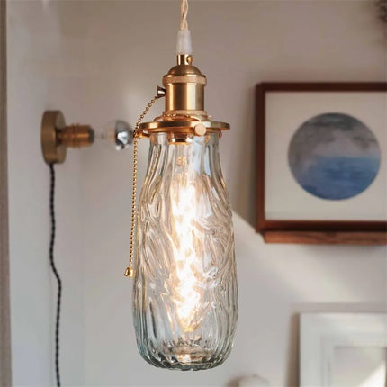 Lustre rétro nordique en laiton avec interrupteur à tirage — LZ4X9T