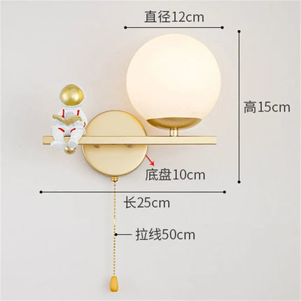 Applique murale LED astronaute en verre doré pour chambre enfant — LZ4Q9X7