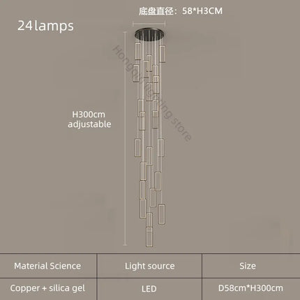 lustre moderne en cuivre avec éclairage LED design élégant