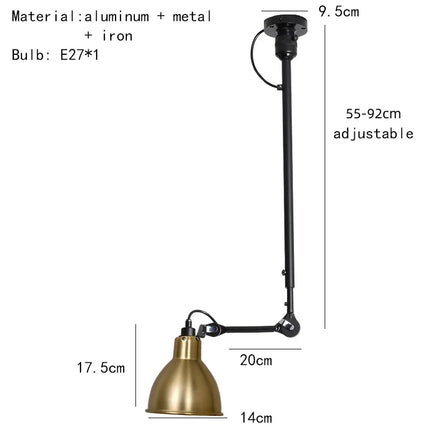 Lustre rétro américain avec abat-jour ajustable en hauteur — LZ4X7JQ