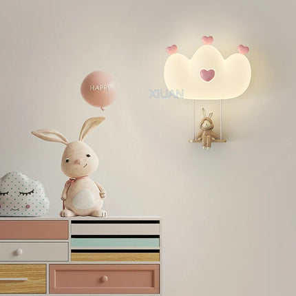 Applique murale forme couronne rose veilleuse pour filles — LZ4X9P2