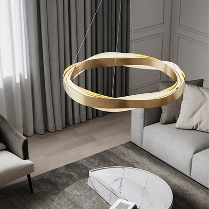 Suspension lustre cercle noir et or en acrylique pour salon et restaurant — LZ4X9P