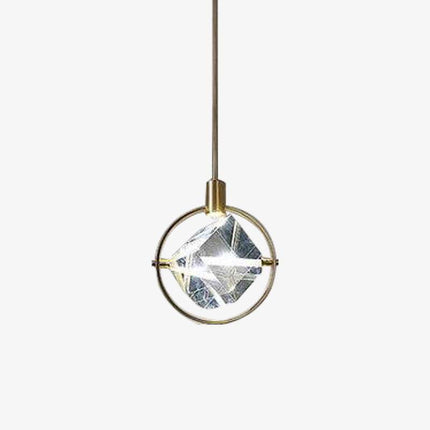 Suspension LED design avec cercle doré et cristal de verre — LZ4P9XQ