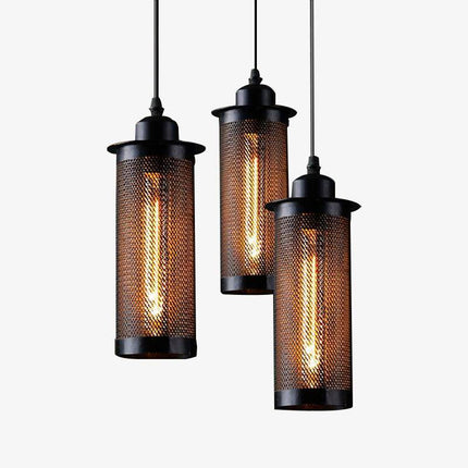 Suspension industrielle vintage avec grillage métallique — LZ4X9J