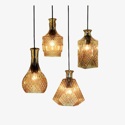 Suspension rétro en verre couleur cognac avec éclairage LED — LZ4G7T9