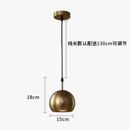 Suspension abat-jour en laiton doré style américain LED pour intérieur loft — LZ4X9T2