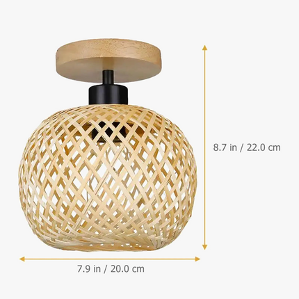 Plafonnier artisanal en bambou tressé et tissé — LZ4M7Q2