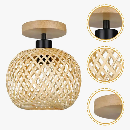 Plafonnier artisanal en bambou tressé et tissé — LZ4M7Q2
