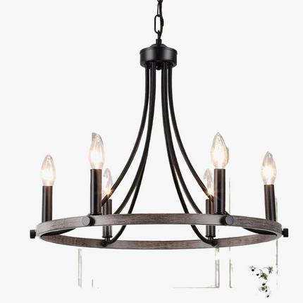 Lustre plafonnier fer forgé à 5 têtes LED E14 style bougies — LZ4X9P